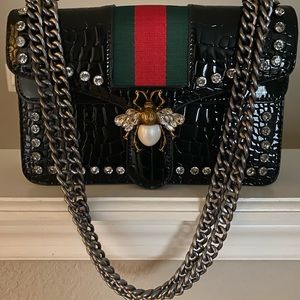 Cute black croc shoulder bag